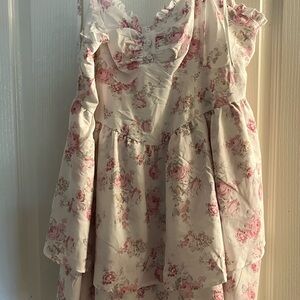 Floral Pink and White Womens Dress